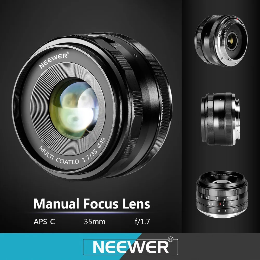 Neewer 35 мм f/1.7 Ручная Фокусировка Премьер-Фиксированный Объектив для SONY E-Mount Цифровых Камер, таких как NEX3, 3N, 5, 5 Т, A6000, A6100 и A6300