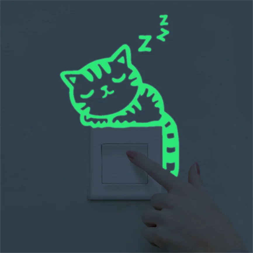 Мультяшная светящаяся наклейка светится в темноте наклейка на стену s Декор для комнаты декоративная наклейка на стену кошка фея Луна Звезда Dec#3