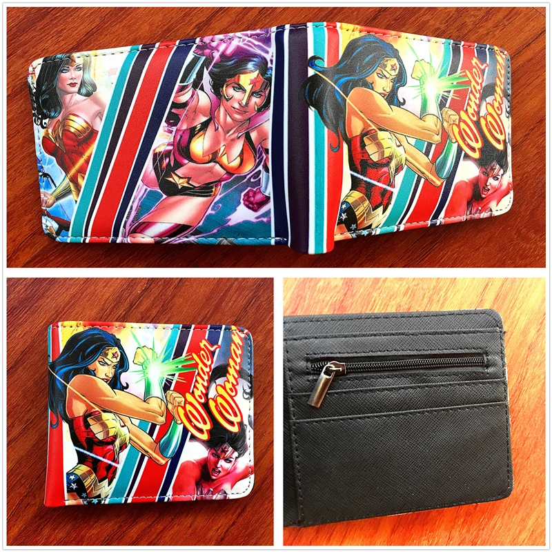 2018 Новое поступление Wonder Woman аниме цветной кожаный короткий кошелек Comics складной