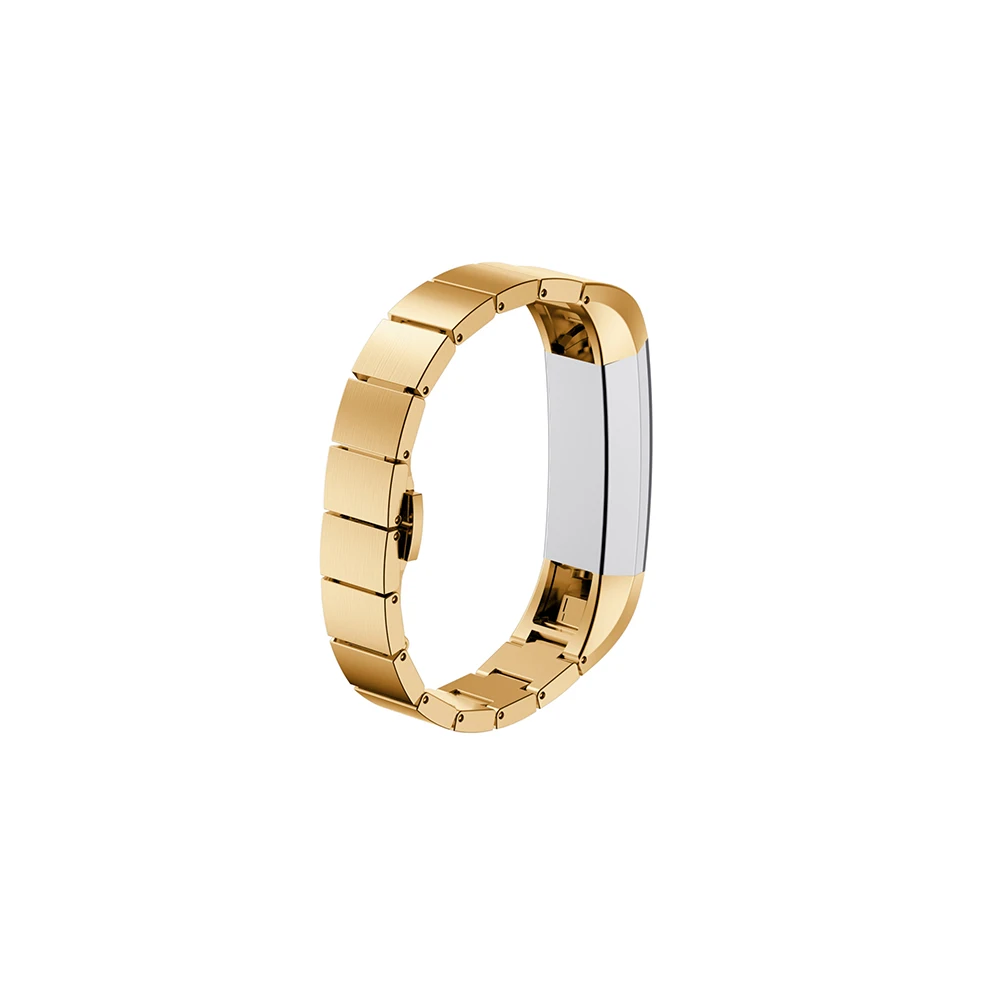Ремешок для часов из нержавеющей стали для Fitbit Alta/Alta HR браслет с застежкой-бабочкой сменный ремешок для наручных часов высокого качества - Цвет ремешка: Золотой