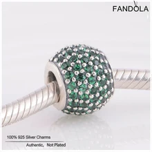 Аутентичные стерлингового серебра 925 темно-зеленые Стразы, бисер для изготовления ювелирных изделий Подходит для женщин Подвески Серебро 925 браслет