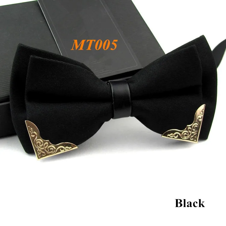 Новинка бутик глава металла галстуки-бабочки для жениха мужчины женщины твердых боути классический Gravata галстук - Цвет: MT005 Black