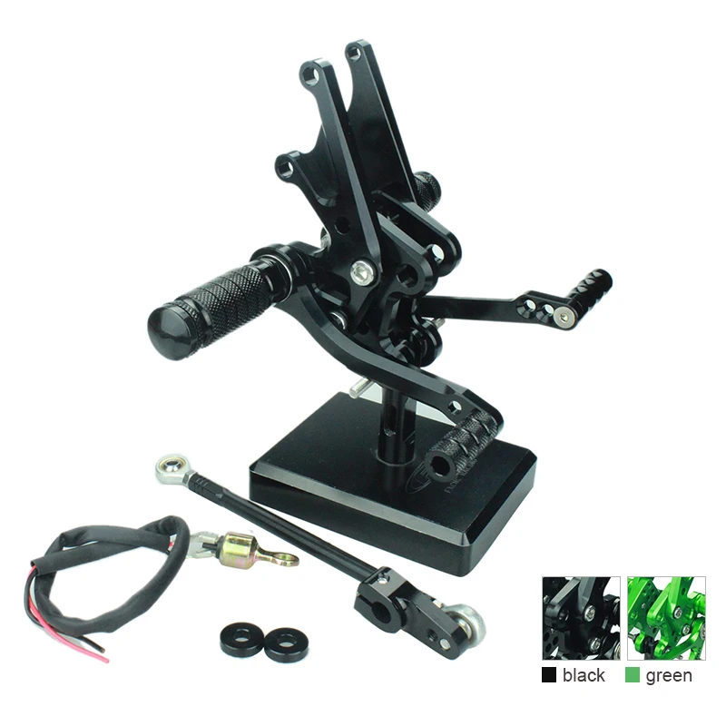 

Black/Green CNC Aluminum Motorcycle Rearsets Rear Set Foot Pegs Pedal Footres for kawasaki ZX14 (ZZR1400) 2006-2011