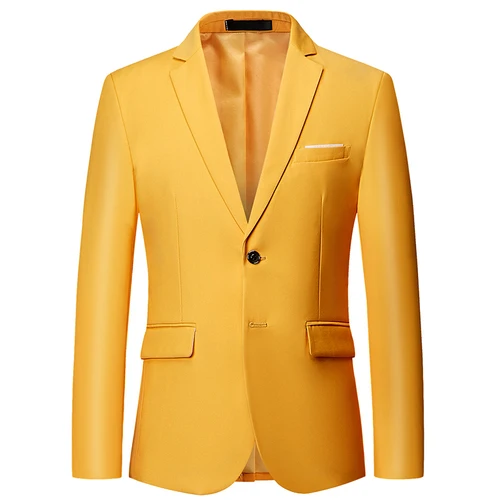 Мужские костюмы деловой Блейзер Новое поступление повседневные мужские официальные свадебные костюмы маленький пиджак с большим кодом Молодежный костюм 10 цветов M-6XL - Цвет: yellow