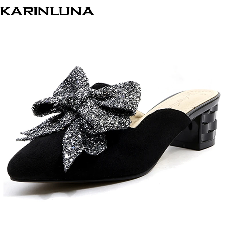 

KarinLuna High Quality Plus Size 33-43 Sweet Bow Shoes Woman Pumps Mules Shoes Woman Female Slip On Black Pumps Women Shoes