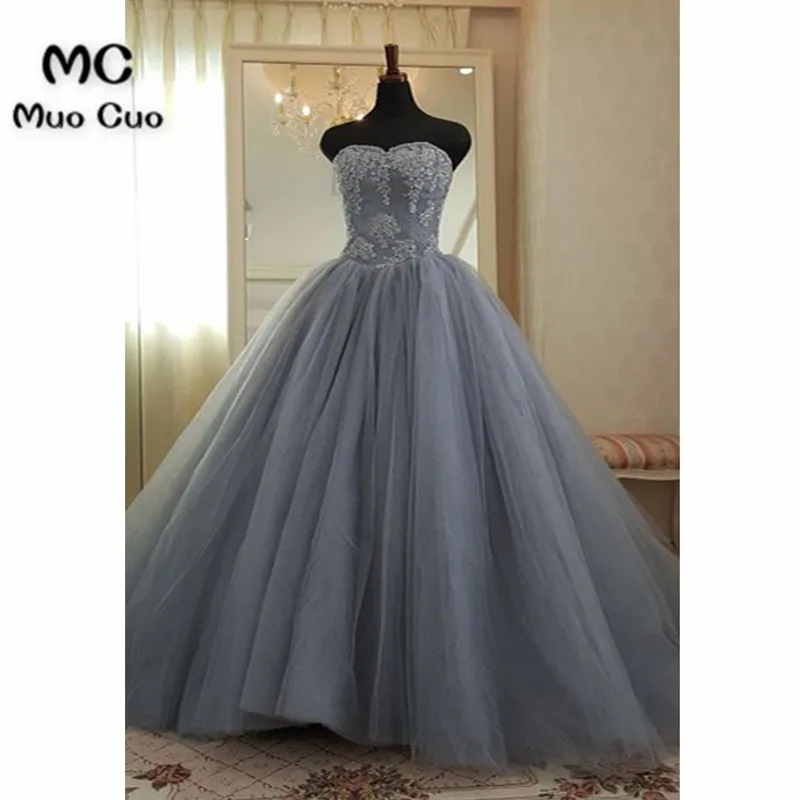 dark grey ball gown