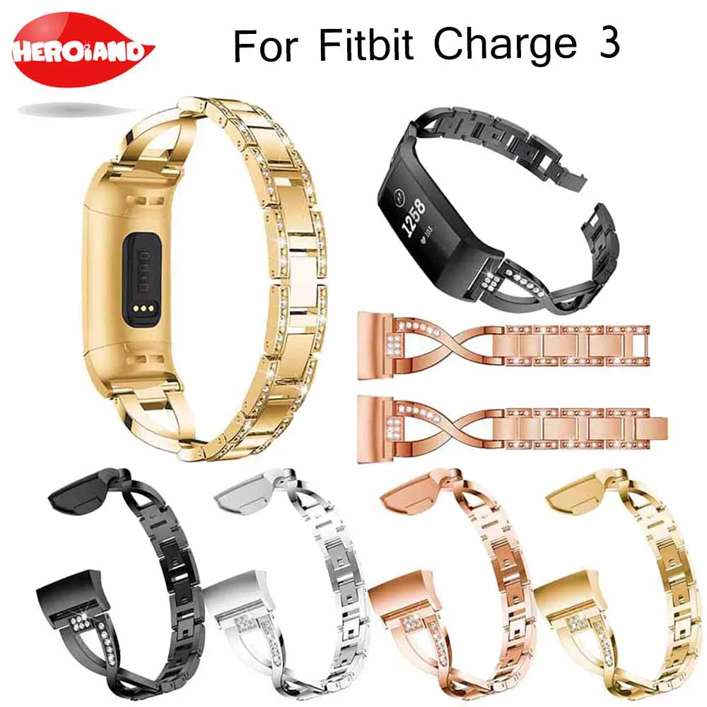 Новый стильный ремешок со стразами для Fitbit Charge 3 регулируемый браслет сменные