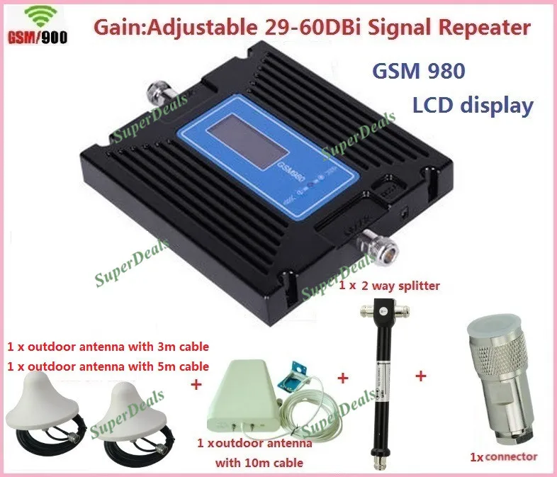 

1 Sets LCD Display High gain adjustment GSM Repeater 2G Mobile Signal Booster GSM 900MHZ Repeater Cell Phone Amplifier+ Antenna