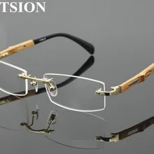 Чистые титановые Золотые очки без оправы для близорукости, близорукие расстояния, деревянные очки, минус оправы для очков-1,0-1,25-1,5-1,75-2,0-2,25