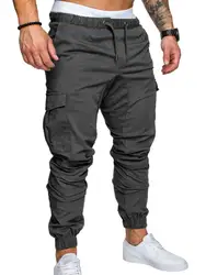 2018 спортивные джоггеры Для мужчин хип-хоп шаровары, штаны для бега Штаны мужские брюки мужские, штаны для бега Твердые multi-карман Штаны