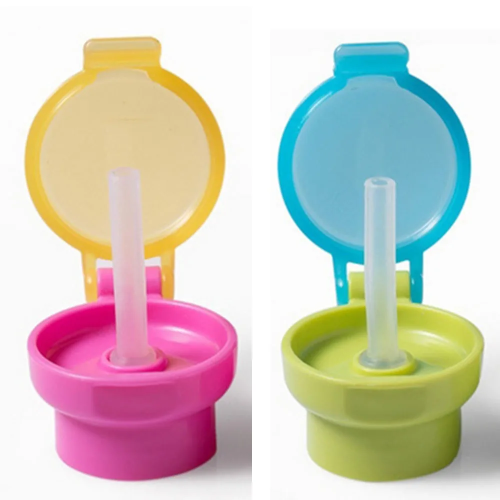 

NEW Portable Spill Proof Juice Soda Water Bottle Twist Cover Cap With Straw Safe Drink Straw Cap Feeding for Kids hot sale