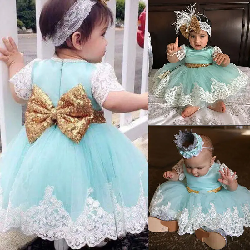 

0-4Y Princess Toddler Baby Girls Infant Newborn Bowknot Lace Mini Dress Kids Wedding Party Pageant Tulle Tutu Dresses Sundress
