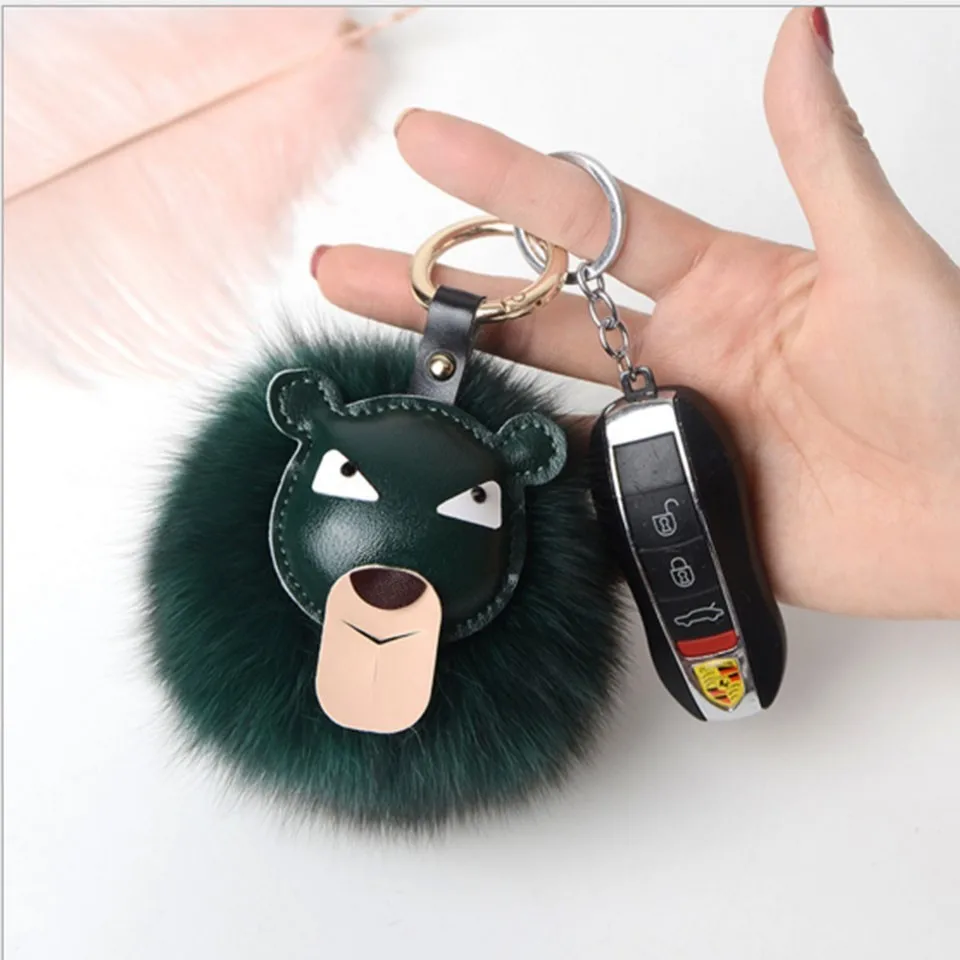 2019 Fur Pom Keychains Real Fox ball key chain Pompom fluffy Bag Charms bunny Keychain Keyring K#1902 | Украшения и аксессуары