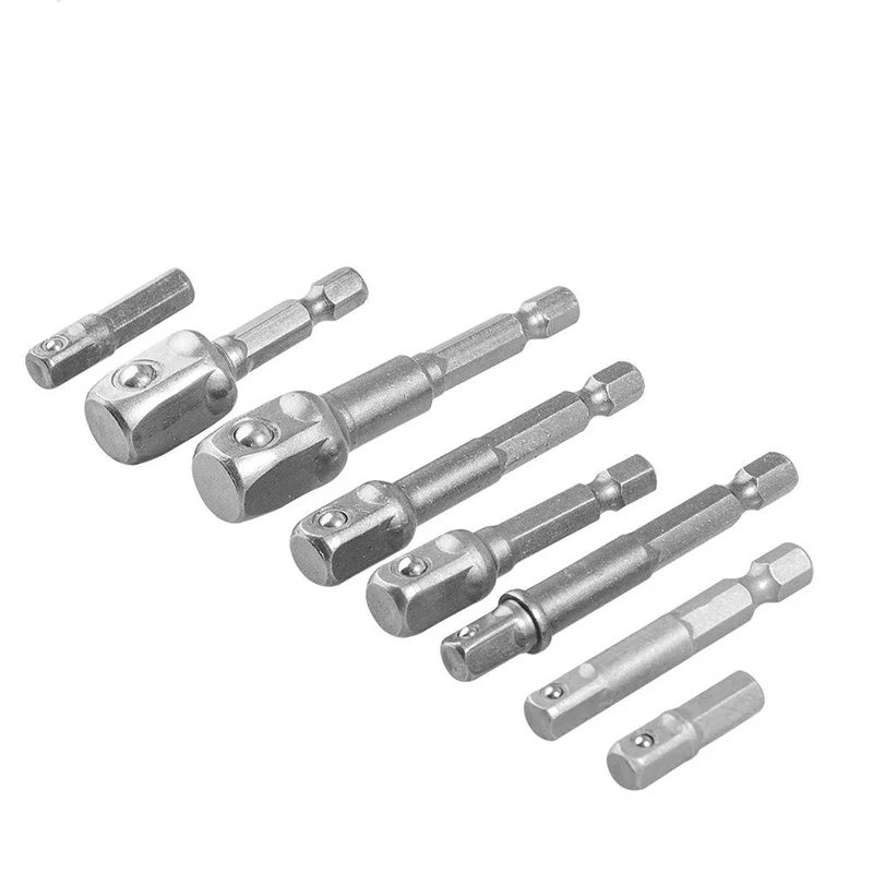 8 hexagonal impact adapter bits, 14 38 12 shank6