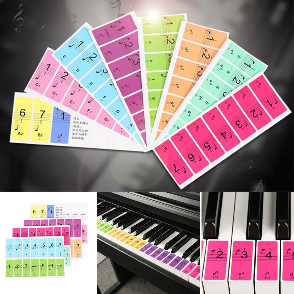 

Dragonpad 4Pcs Piano Keyboard Sound Name Stickers Self-adhesive Electronic Piano Keyboard Stickers Music Decal Label Note