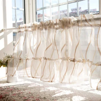 

1PCS pastoral Wave pattern Window door Curtain Tiers kitchen curtain 1 Tiers M549