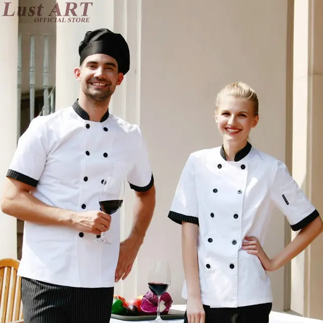 Food service white women men cook uniform restaurant waitress uniforms