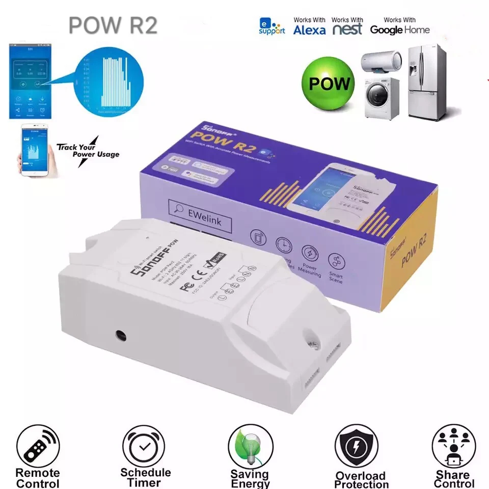 SONOFF POW R2 16A 3500 Вт Wifi переключатель контроллер в режиме реального времени энергопотребление монитор измерения для автоматизации умного дома