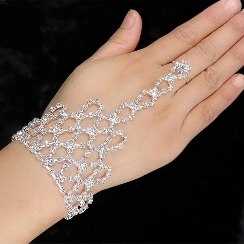 

New fashion sexy lady girl dancing rhinestone chain gloves bracelet wholesale