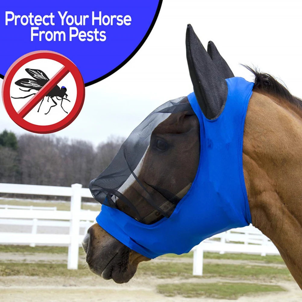 Armour Mesh синий летний чехол для ушей анти-москитная дышащая Комфортная защита для лошадей защита для животных принадлежности для животных