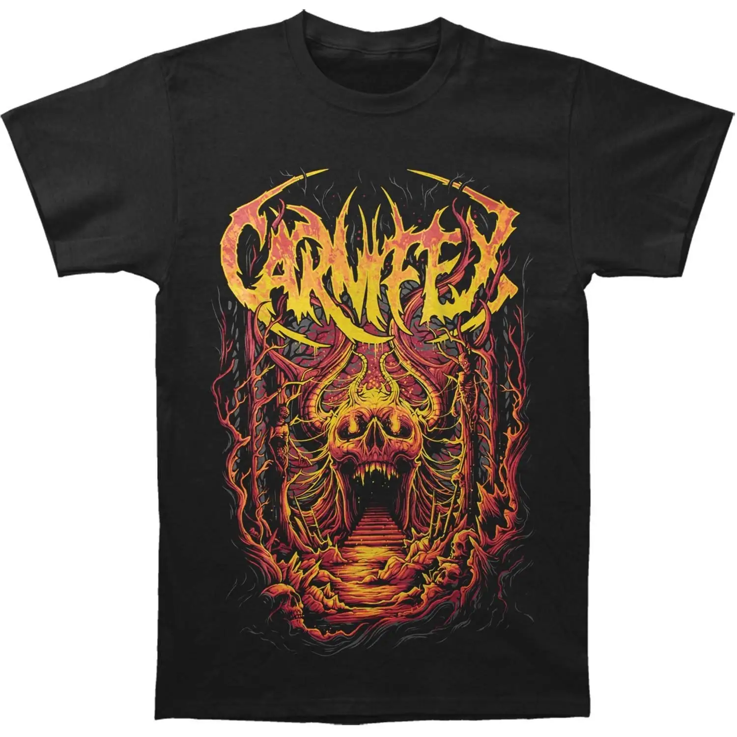 Carnifex для мужчин череп пещера Футболка Черный Новинка 2018 года натуральный хлопок