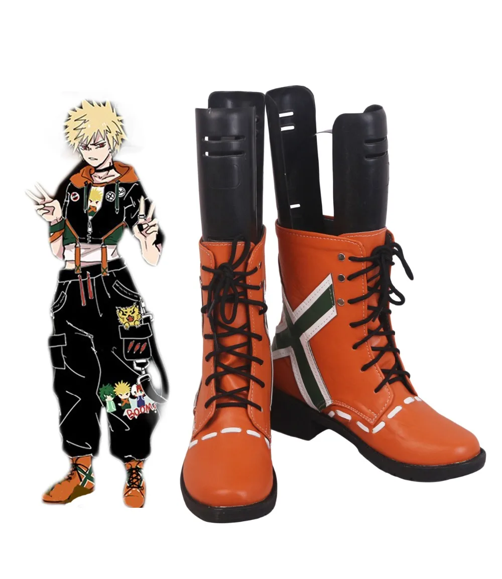 Ботинки Boku no Hero моя геройская Академия Katsuki Bakugo обувь для косплея оранжевые