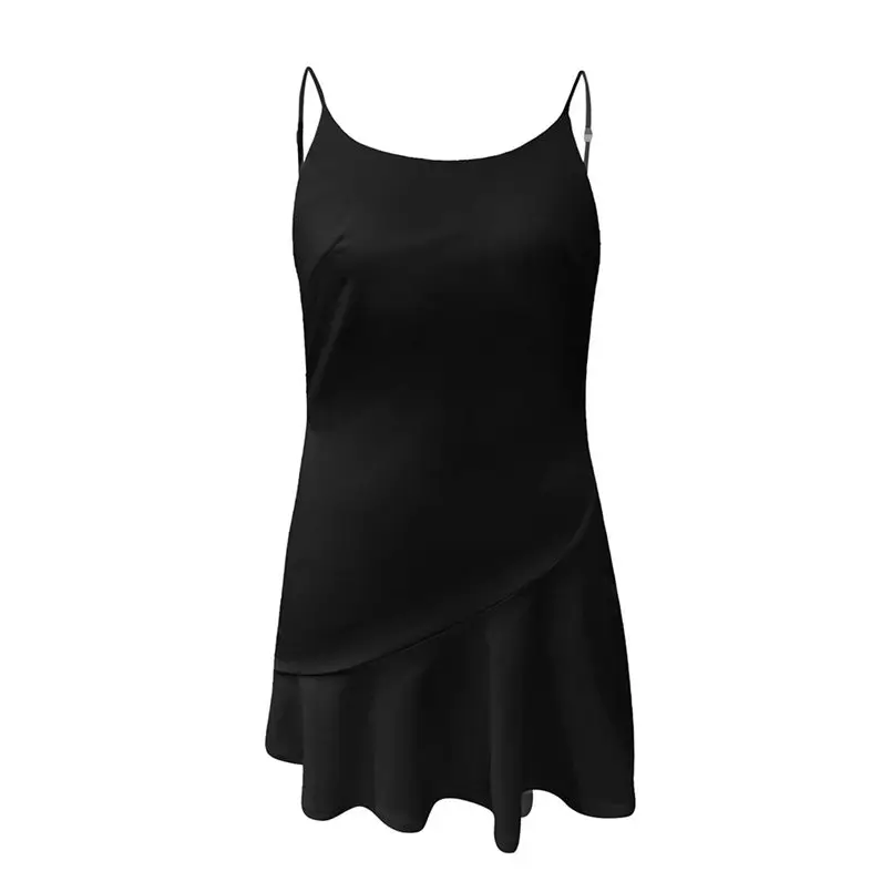 New Women Summer Sexy Sleeveless Ruffled Halter Open Back Evening Mini Dress Elegant Lady Vintage Casual Party Dress #4R14 (8)