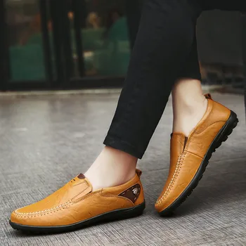 

2019 Mens Loafers Classics British Style Leather Casual Shoes for Men Fashion Soft Breathable Sport Shoes Male Plus Size 38-46