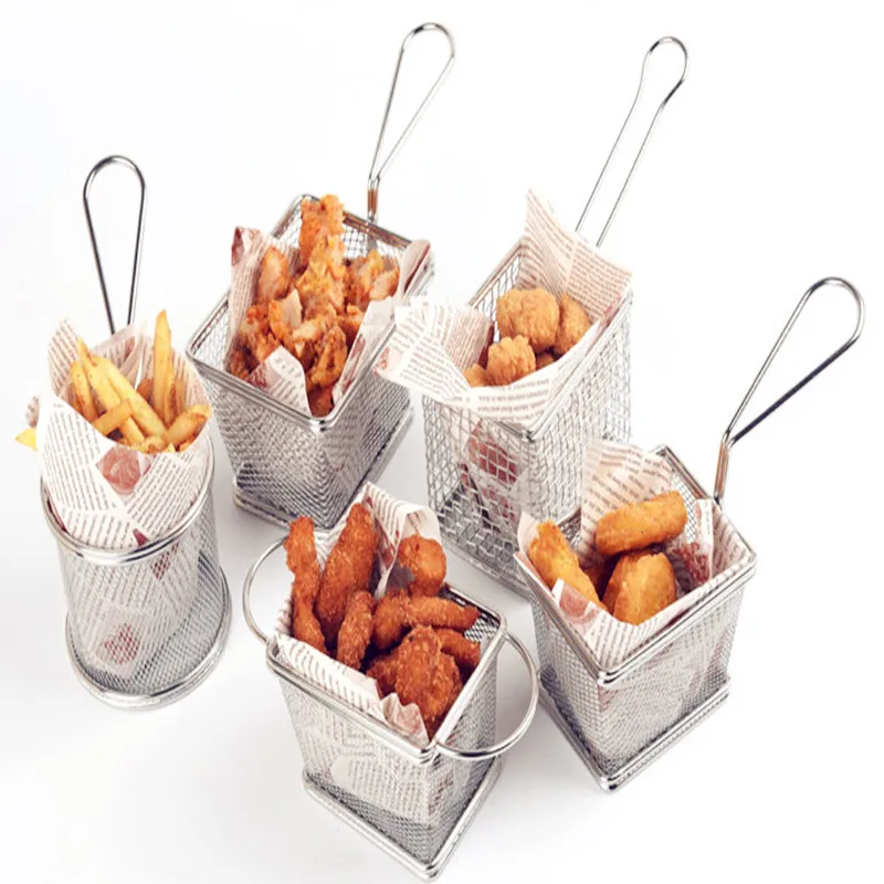 

Mini stainless steel frying basket net basket strainer mesh sieve fries Fried dessert basket frame