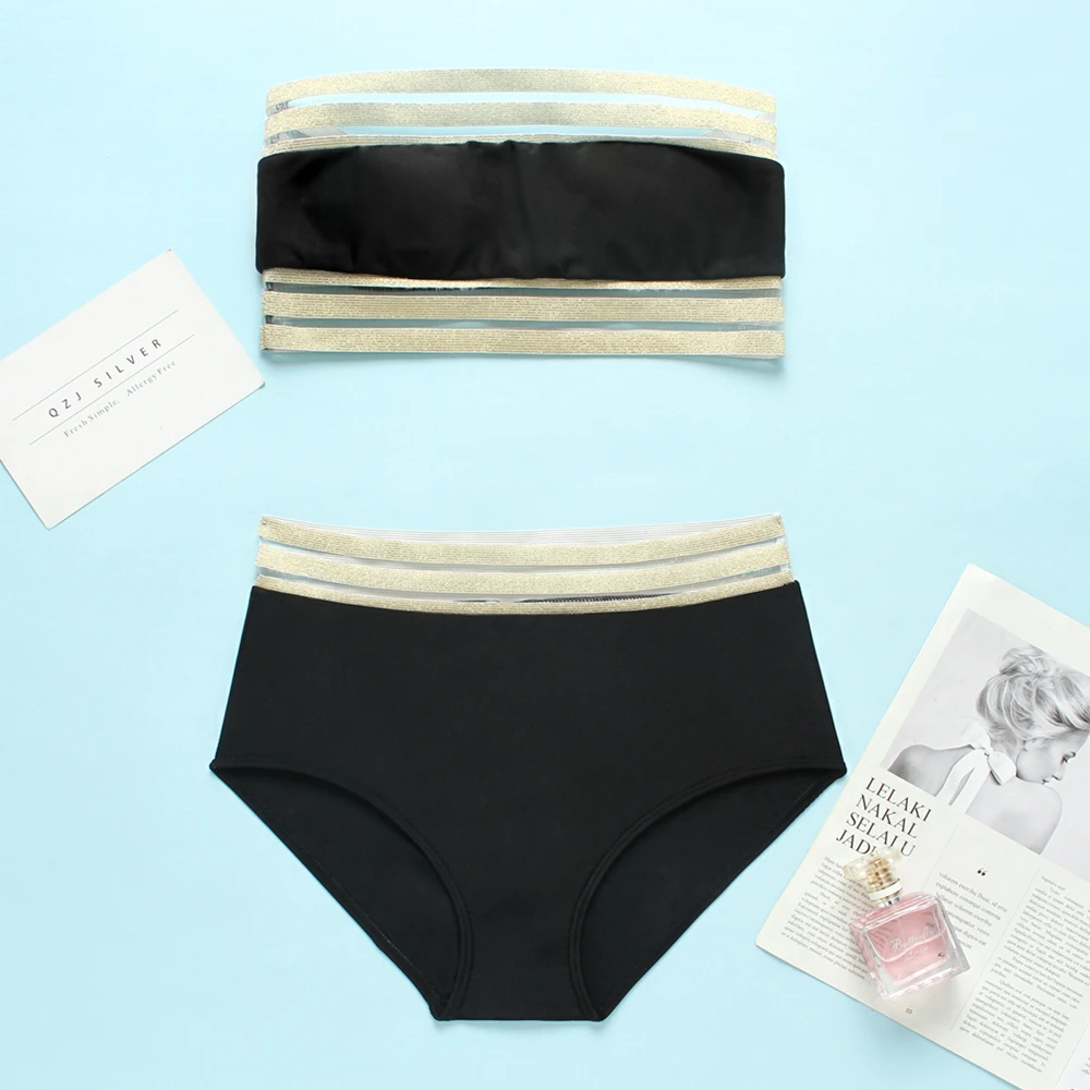 

Strapless Bikini Swimwear Women Swimsuit High Waist Bikini Set 2019 Bathing Suit Push Up Maillot De Bain Femme Beachwear