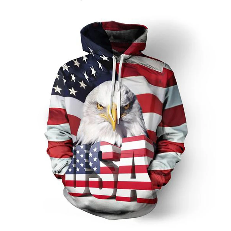 

ONSEME Men/Women USA Flag Eagle 3D Hoodies Pullovers Cool Wolf Animal Print Hooded Sweatshirt Hip Hop Hoodie Drop Ship