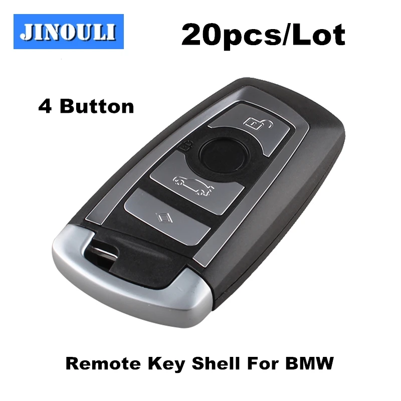 

20pcs Smart Remote Key Shell Case Fob 3 Button 4 button for BMW CAS4 F Platform X1 X3 + Uncut Blade - silver Color