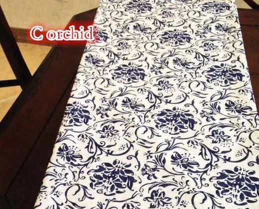50x140 см синий белый фарфор печатных лен хлопок из ткани, шитье ручной работы ткани Telas Para лоскутное стеганые ткани - Цвет: C