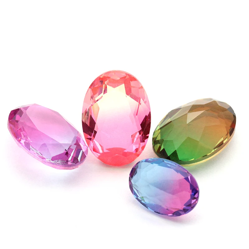 Hight Quality Glass crystal K9 Fancy stone Oval pointback Tourmaline Rhinestone Naked Diamond Crystal For DIY Jewelry Accessorie