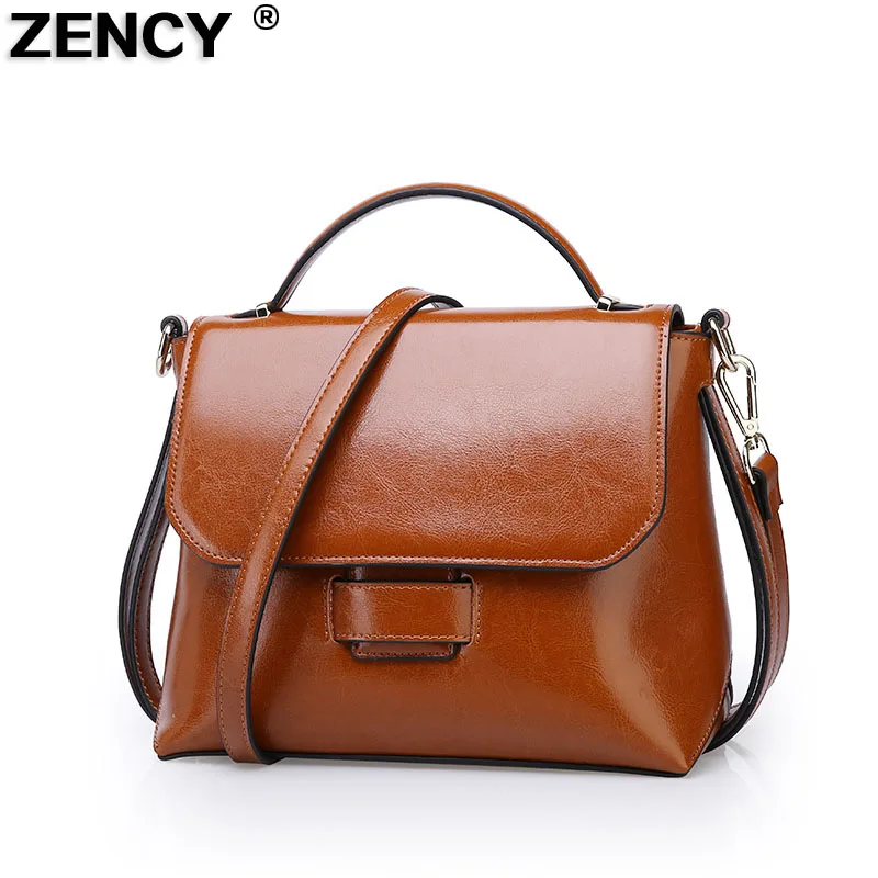 

2019 Genuine Leather Summer Women Tote Girl Elegant Handbags Second Layer Oil Wax Cowhide Female Crossbody Messenger Bags