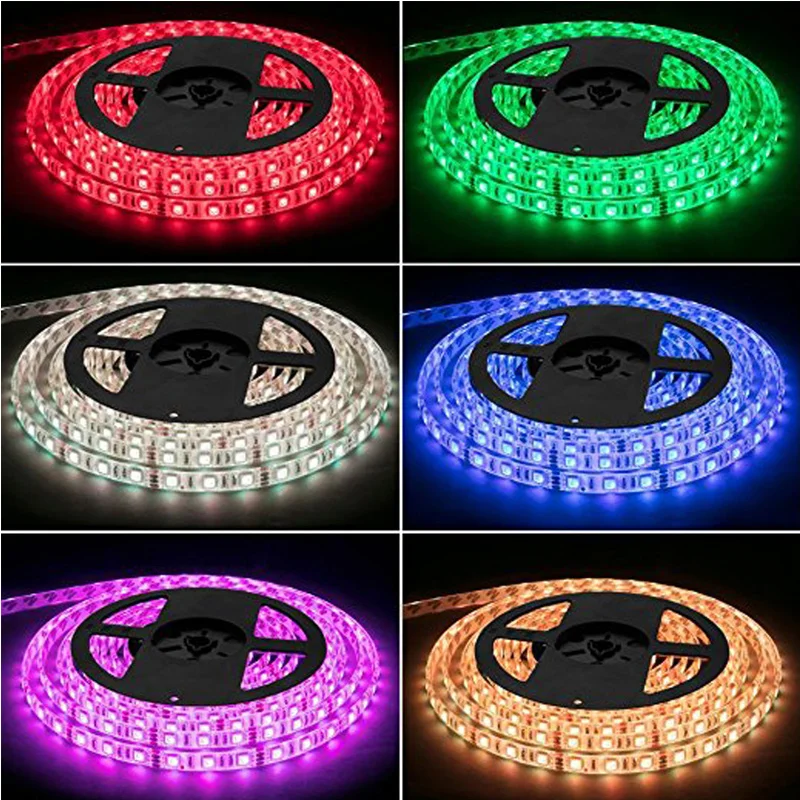 

LED Light Strip Kit RGB LED Strip Waterproof SMD 5050 RGB 16.4Ft/5M 300 LEDs with 44Key Remote Controller Power Supply home