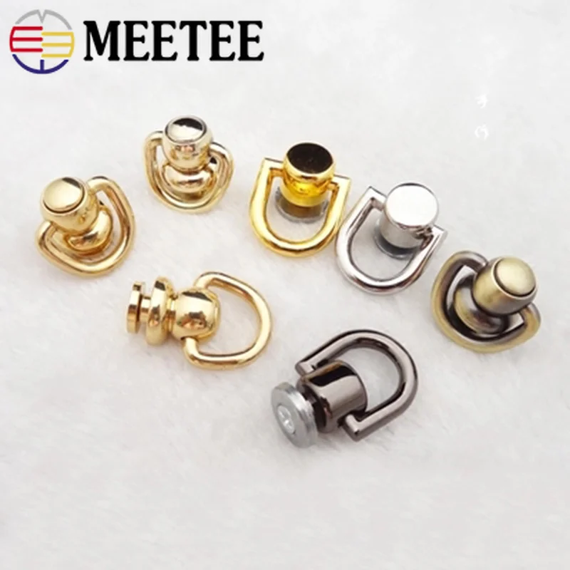

Meetee 2pcs Pure Copper Bag Side Hanging Chain Ring on The Screw D Hanging Metal Buckle for Bag Accessories BD212