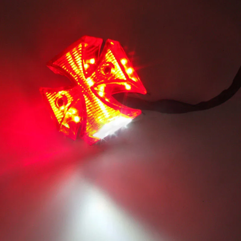 Mayitr Universal Motorcycle Mini LED Cross Brake Lamp License Plate Light Motorbike Rear Tail Light For Dirt Bike Chopper