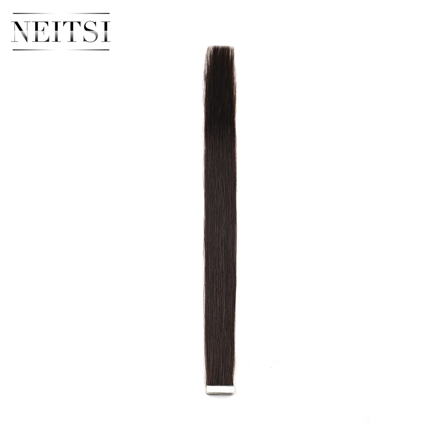 Neitsi прямые пряди из искусственной кожи, связанные вручную на Клейкой Ленте, человеческие волосы Remy для наращивания 1" 20" 2" FedEx, быстрая - Цвет: #2