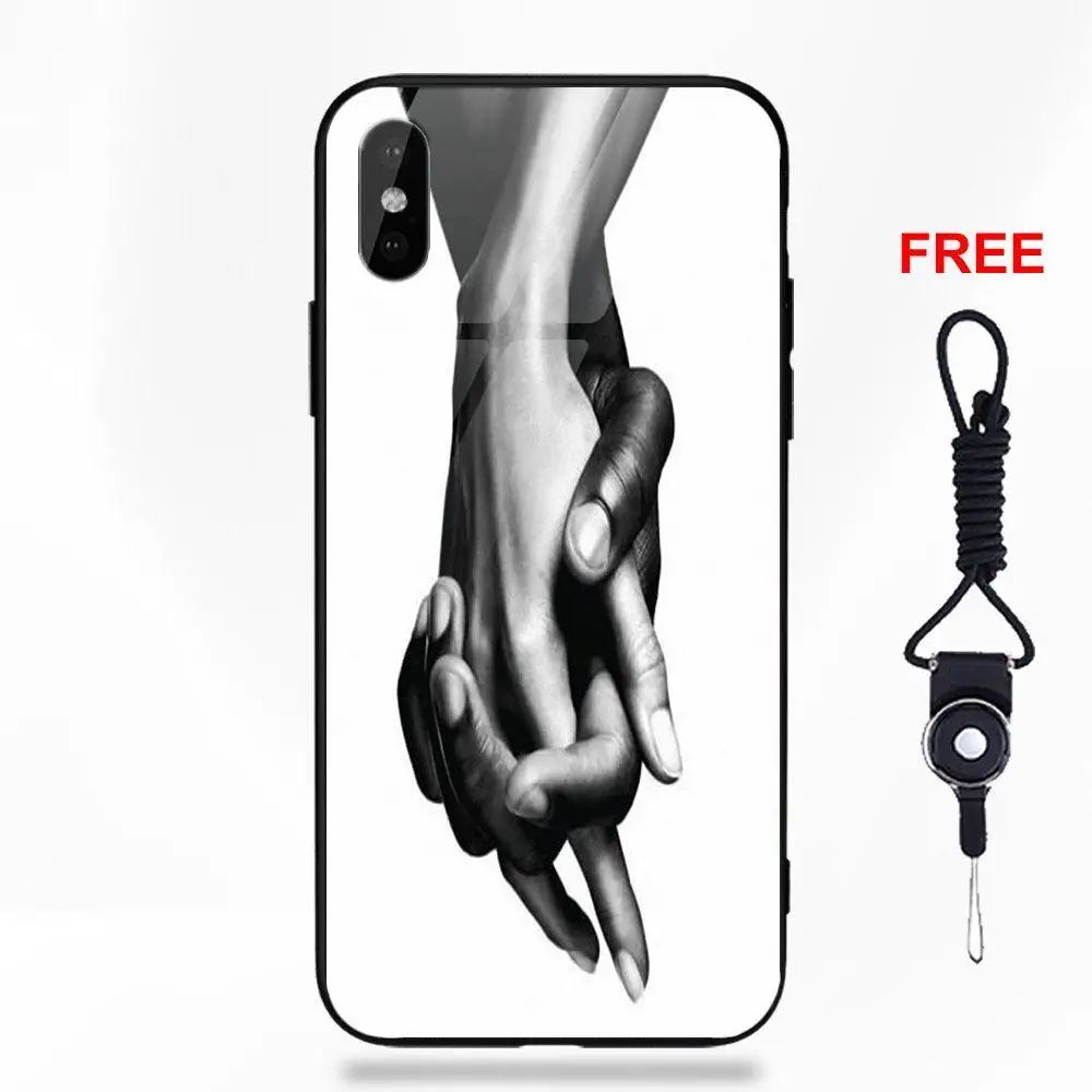 Vvcqod For Apple iPhone X XS Max XR 5 5C 5S SE 6 6S 7 8 Plus Silicone TPU Frame Tempered Glass Protective Case Bad Hand On Wood