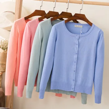

O neck spring and autumn loose sweater long-sleeved 2020 fashion hot sale thin women cardigan 18287