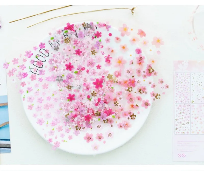 

6 Sheets Sweet Korea Stationery Romantic Cherry Blossoms Sticker Spring Flower Floral Diary Album Decoration Stickers Kids Gift
