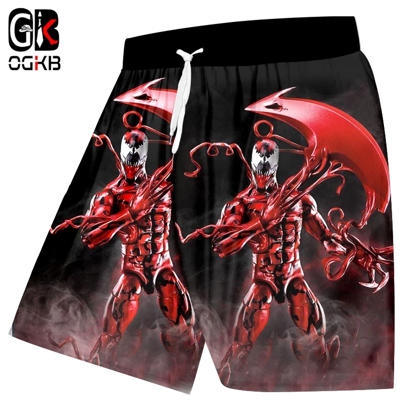 OGKB мужские новые 3D печать креативные забавные Большие размеры повседневные летние пляжные шорты красный Веном язык Черный 6XL