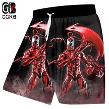 OGKB мужские новые 3D печать креативные забавные Большие размеры повседневные летние пляжные шорты красный Веном язык Черный 6XL
