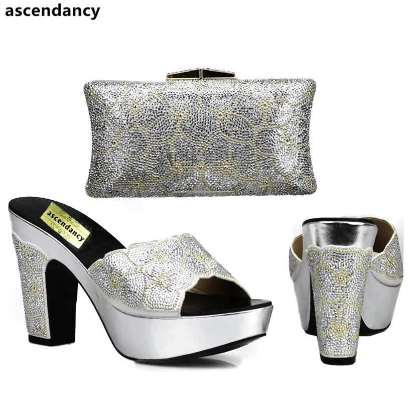 

Sliver Color African Matching Shoes and Bags Italian In Women Sales In Women Matching Shoes and Bag Set Bag and Shoes Set Italy