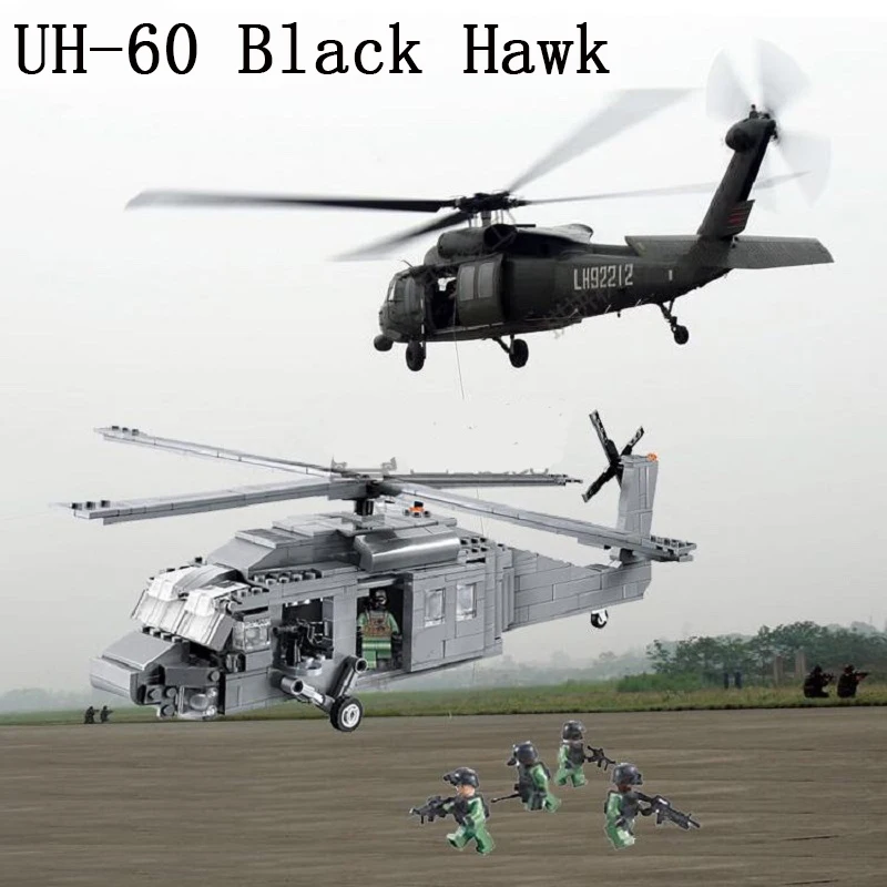 Technic Lepins город игрушка вертолет военный UH 60 черный ястреб модель самолета наборы