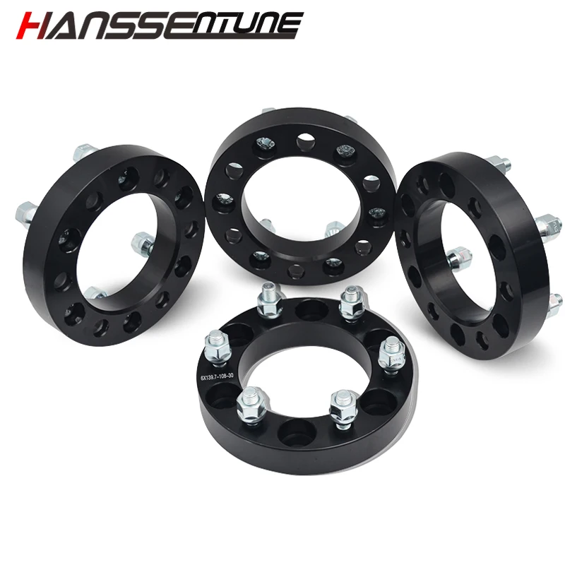 

HANSSENTUNE 4PCS 30mm Black Anodized aluminum wheel spacer adapter 6x139.7/6x5.5" 108CB for most 6 Lug