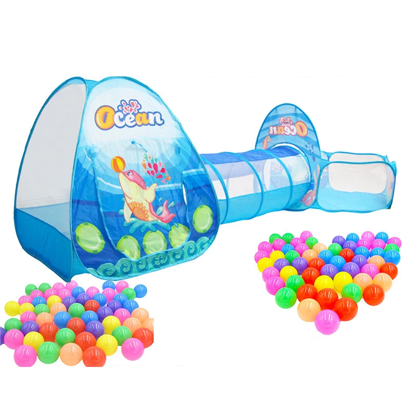 

kids tent 3 in 1 With Basket 270cm Tunnel Tent toy Cartoon Game Ball Portable Pool Children Outdoor Sport plastic houses garden