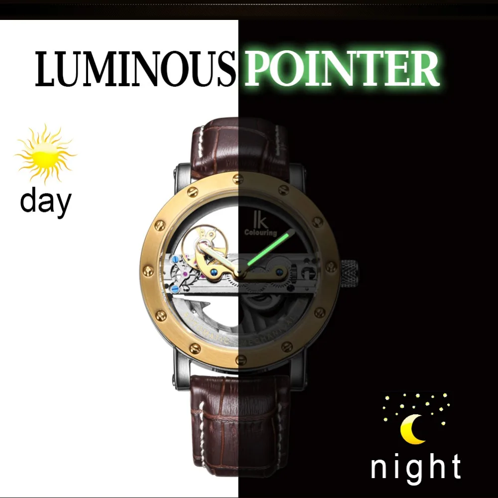 الفاخرة العلامة التجارية IK التلوين الذهب الجوف التلقائي ساعات آلية الرجال الجلود حزام عارضة خمر الهيكل العظمي ووتش ساعة relogio الفاخرة العلامة التجارية IK التلوين الذهب الجوف التلقائي ساعات آلية الرجال الجلود حزام عارضة خمر الهيكل العظمي ووتش ساعة relogio