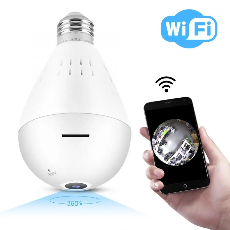 

360 Degree Panorama Video Camera 1.3 Million Pixels 960P HD Wifi Panoramic Bulb Light Camera Home Security Camera Bulb Light